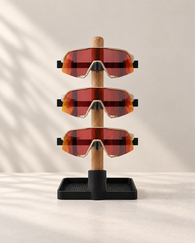 Desk Organizer Tray with storage tray and three pairs of cycling glasses — StudioVelo3D